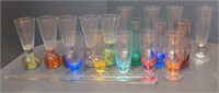 Colored Glass Shot Glasses. Tallest Measures