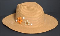 Women's Sun Straw Hat. Measures Approximately 14"