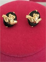 14kt Gold Black Onyx Pierced Earrings