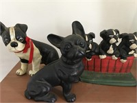 Vintage Cast Iron Dog Figures & Bank