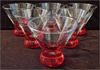 Weighted Stemless Martini Glasses w/ Red Fade
