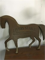 Wooden Livery Stable Sign/Folk Art 17x26