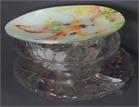 Two Egg Shaped Glass Bunny Themed Dishes along
