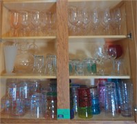 Contents of cabinet including drinking glasses,