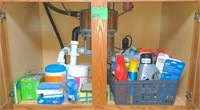 Contents of cabinet. Including cleaning supplies,