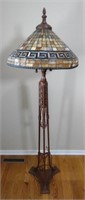 (Den) Stained glass lamp approx 64" Broken lamp