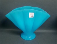 Fenton Pekin Blue # 857 Mellon Rib Fan Vase
