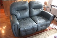 Leather Love Seat, Foot End Lifts Manually,