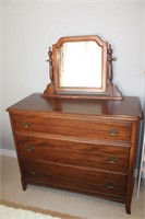 3 Drawer Wooden Dresser with Free Standing Mirror