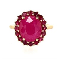 10ct y/g ruby cluster ring