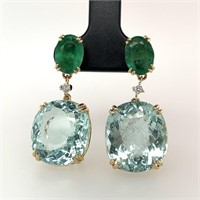 14ct y/g aquamarine & emerald ring