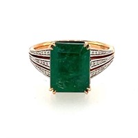 18ct R/G Emerald 4.45ct and diamond
