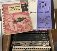 Box with Vintage Auto Radio Repair Manuals and