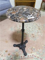 12" STONE TOP CAST IRON TABLE - 24" TALL