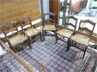 SET OF 5 EARLY CANE BOTTOM SIDE CHAIRS