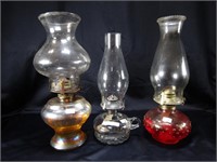 3- GLASS BASE & FINGER OIL LAMPS