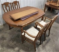 (AU) Wood Table And Four Chairs w/ Extendable