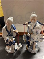 Asian Fisherman Couple statues