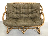 Vintage bamboo wood papasan loveseat sofa couch