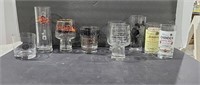 Assorted Glass Cups - all with writing