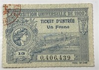 Paris France Olympics 1900 Admission Ticket Stub