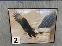 AMERICAN FLAG EAGLE WALL ART 20 X 16