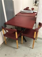 1LOT , (2) BURGUNDY 36'X36' BEAKROOM TABLE AND