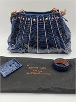 Sharon Gioe Blue Leather Handbag w/ Bracelet,