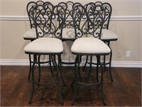 (5) Upholstered Metal Bar Stools, 31in to seat top