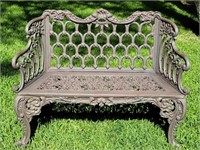 Rococo Horseshoe Cast Iron Garden Bench