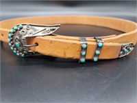 Ladies Turquoise & Silver Western Belt,sz. Small
