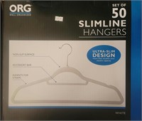 New ORG Slimline Hangers 50 Pack, white