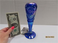 8.5" Cobalt Iridescent Cut Inlay RoundTop Vase