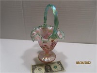2way Signed Opalescent Pink Painted 11" Basket