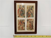 Framed Antique Jean Henoult Playing Cards