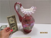 Signed 9" Dusty Rose Handpainted Pink Pitcher