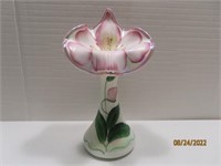 Signed 10.5" Open Flower Painted Vase