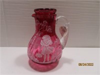 Signed #d Cranberry Girl Scene 7.5" Decanter + Top