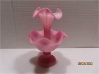 2pc Fluted 9.5" Pink/White Vase