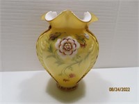 Lg Signed #d 10" GoldRim Fluted Vase $$$