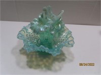 4pc Fluted Hobnail Green~Whitish 8.5" Bowl