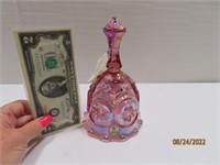 Signed Purple Handpainted 7" Carnival Glass Bell