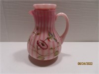 S SMITH signed Pink 8" Pitcher w/ Lid HUMMINGBIRD