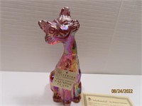 11" Carnival Glass Reddish Cat Figurine