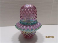 SHELLEY signed 7" Candle 3pc Lamp Holder Hobnail