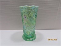7.5" PEACOCK OpalescentType Green Vase