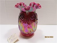 Plum Opalescent 8" LILLY Embossed Vase