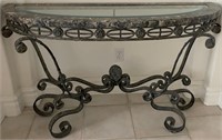 11 - METAL & GLASS ENTRY WAY CONSOLE TABLE
