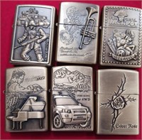 112 - LOT OF 6 ZIPPO STYLE LIGHTERS (D1)