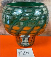 11 - SIGNED ART GLASS VASE 8"T (F26)